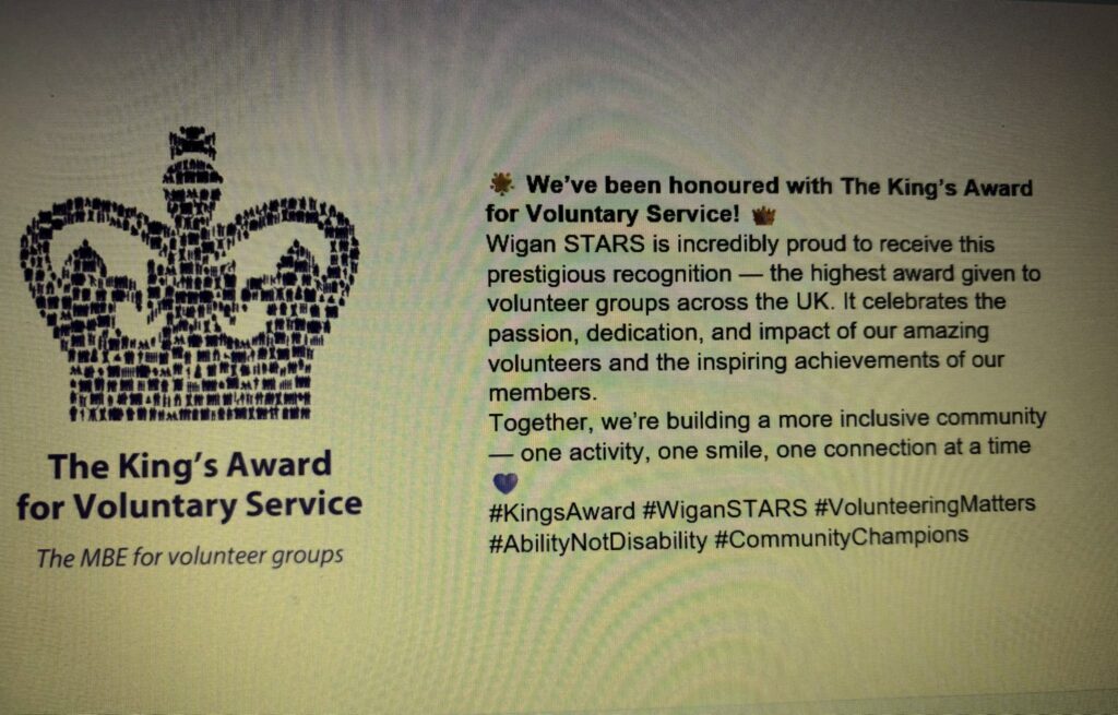 wigan stars kings award for voluntary services